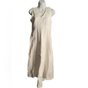 WHITE COTTON  GAUZE DRESS.  S/M.  BL/RD 6.  12413